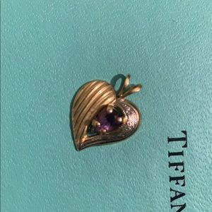 14k yellow gold heart amethyst necklace pendant
